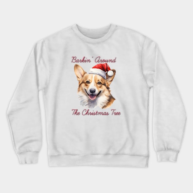 Christmas Corgi Dog in Santa Hat Crewneck Sweatshirt by Pawsitive Curios